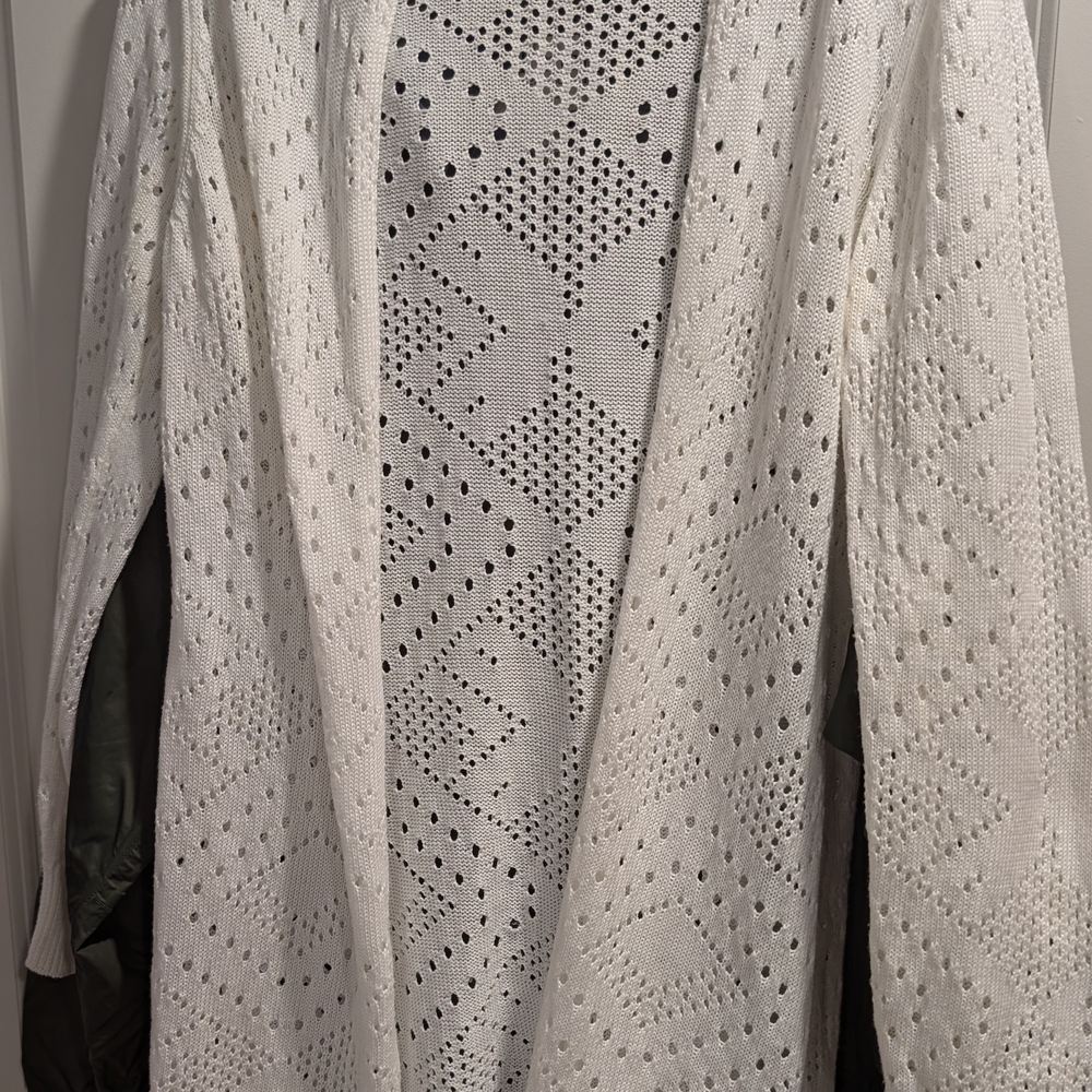Cyrus Ivory Open Knit Long Cardigan S Coquette Ballet Cottagecore Softcore EUC